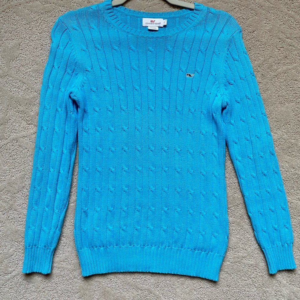 Vineyard Vines Bright Blue Cable Knit Sweater, S